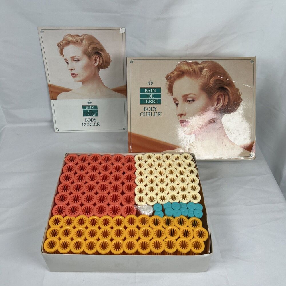 Vtg 1991 Zotos Bain De Terre Perm Body Curlers Rollers Set w/ Book and Box